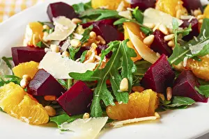 Beet Salad Recipe Drucke: A salad made with chunks of beet