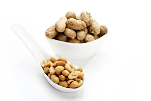 Studio Shot Nuts Drucke: Salted peanuts and peanuts in shell