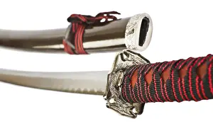Isolated White Background Drucke: Samurai sword isolated