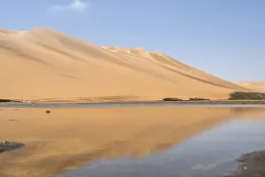 Namib Naukluft Park Tourism Drucke: Sand dunes are reflected in the water