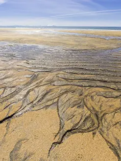 Icelandic Coastline Drucke: Sand structure with ripple at low tide