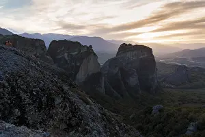 Thessaly Greece Tourist Attraction Drucke: Sandstone formations at dusk, backlight