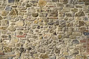 Stone Wall Background Drucke: Sandstone wall, stone wall, texture