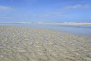 East Frisian Islands Drucke: Sandy beach beach at low tide with wave-like pattern