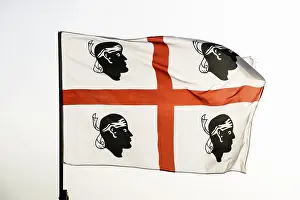 Sardinia Flag Drucke: Sardinia flag in the wind, flag