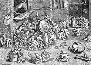 British Educational Institution Drucke: Satirical representation of a school scene