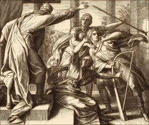 Biblical Scripture Illustration Drucke: Saul Attacks David, Old Testament