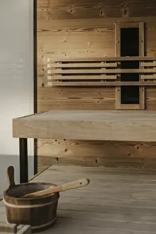Empty Indoor Space Drucke: Sauna, interior
