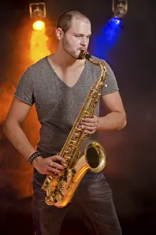 Music Instrument Photography Drucke: Saxophone player