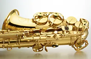 White Studio Drucke: Saxophone in front of white background