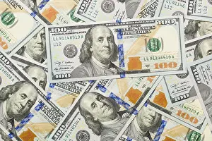 One Hundred Dollar Note Drucke: Several scattered layer of the newly designed U