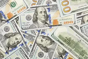 Newly Designed US Dollar Note Drucke: Several scattered layer of the newly designed U