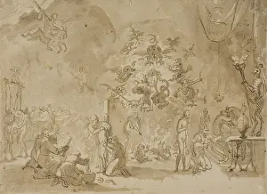 Flemish Painter Drucke: Scene of Witchcraft and Devil Worship