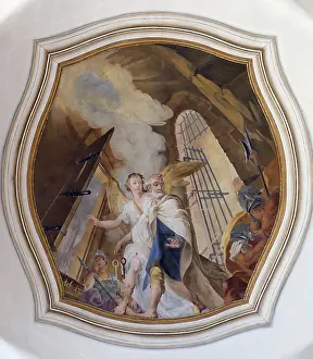 Drucke von Szenen aus dem Leben des Heiligen Petrus, die Fresken an der Decke der Klosterkirche St. Johann in Ursberg, Deutschland Malerei Drucke: Szenen aus dem Leben des heiligen Petrus.