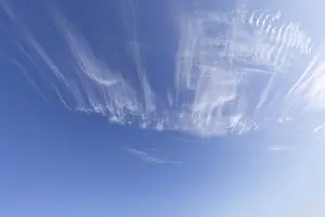 Cloudy Atmosphere Drucke: Scenic dramatic summer clouds. Cloudscape of bright blue sky