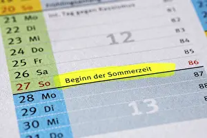 Central Europe Calendar Drucke: Schedule, start of summer time, Germany