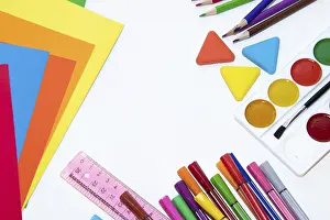 White Background Stationery Drucke: Back to school. Preparing for the school year