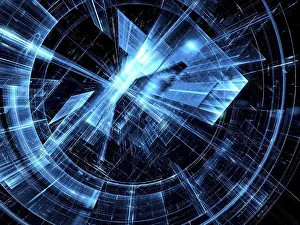 Futuristic Digital Depiction Drucke: Sci-fi or information technology background - abstract computer-generated 3d illustration