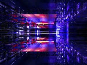 Modern Architecture Background Drucke: Sci-fi or vr background. Abstract computer-generated 3d illustration