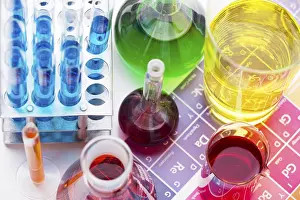 Biotechnology Research Drucke: Science elements with chemicals assortment