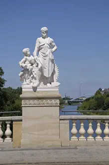 German Federal Republic Artwork Drucke: Sculpture on the Anna Ebert Bridge
