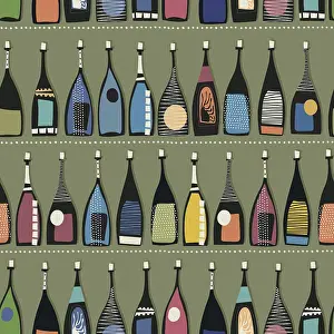 Seamless Pattern Drucke: Seamless pattern with bottles in colors