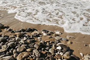 Pebble Beach In Greece Drucke: Seashore on the pebble beach