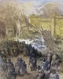First Crusade Drucke: Second attack on Jerusalem, repulsed by the Crusaders during the First Crusade