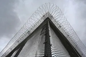 Saxony Germany Drucke: Security fence with barbed wire