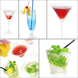 Square Frame Drinks Drucke: Selection of cocktails drinks collage composition nested on a square frame