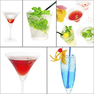 Square Frame Drinks Drucke: Selection of cocktails drinks collage composition nested on a square frame