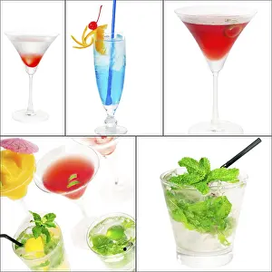 Square Frame Drinks Drucke: Selection of cocktails drinks collage composition nested on a square frame