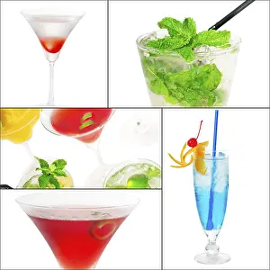 Square Frame Drinks Drucke: Selection of cocktails drinks collage composition nested on a square frame