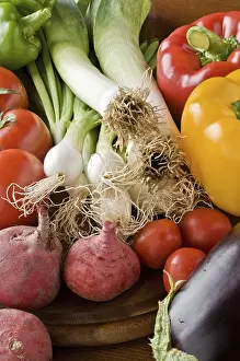 Fresh Produce Drucke: A selection of fresh organic vegetables
