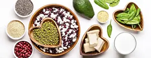 Vegan Diet Options Drucke: Selection of vegetable protein sources