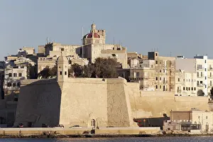 Cloudless Daytime Scene Drucke: Senglea with Vedette guard post