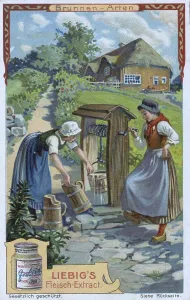 Serie verschiedener Arten von Brunnen
