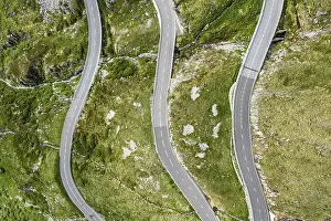 Drone Photography Europe Drucke: Serpentines of a mountain pass