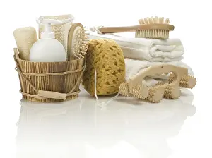 Bathroom Essentials Drucke: Set of bathing articles