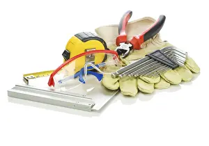 Handicraft Equipment Drucke: Set of building tools