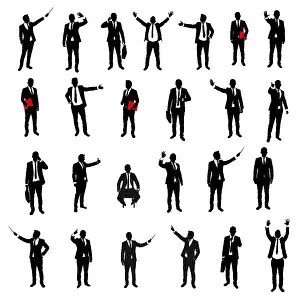 Entrepreneurial Team Members Drucke: Set of business men in suits, isolated vector objects over white background