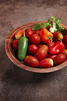 Fresh Produce Display Drucke: Set, cherry tomatoes, with colored peppers