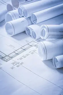 Architecture Concept Drucke: Set of engineering blueprints architecture and building concept