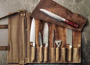 Cook Knives Set Drucke: Set of professional cook tools