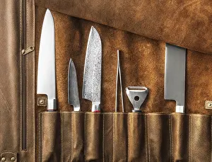 Meal Preparation Tools Drucke: Set of professional cook tools