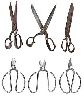 Handicraft Studio Shot Drucke: Set of retro tailoring scissors
