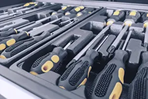 Repair Tools Drucke: Set of Screwdrivers inside Toolbox