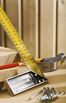 Handicraft Tools Drucke: Set-square ruller and other tools