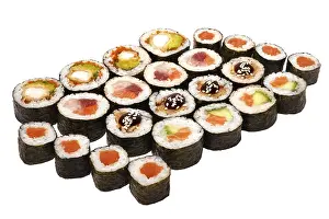 Sushi Set Drucke: Set of sushi set isolate on a white background