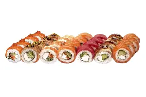 Sushi Set Drucke: Set of sushi set isolate on a white background